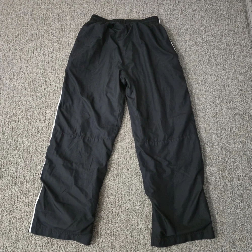 Vintage Y2K Nike Women's Track Sweat Pants Black White Size L Gym Blue Tag